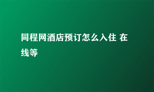 同程网酒店预订怎么入住 在线等