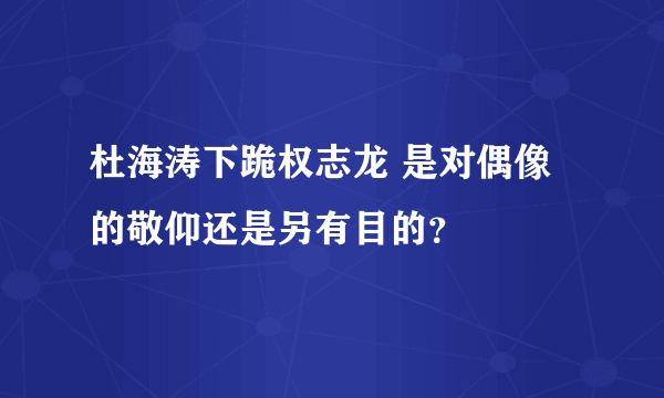 杜海涛下跪权志龙 是对偶像的敬仰还是另有目的？