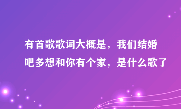 有首歌歌词大概是，我们结婚吧多想和你有个家，是什么歌了