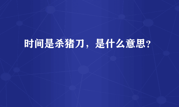 时间是杀猪刀，是什么意思？