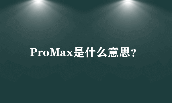 ProMax是什么意思？