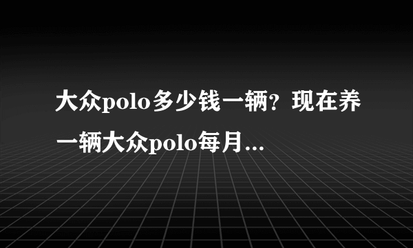 大众polo多少钱一辆？现在养一辆大众polo每月大约花多少钱？