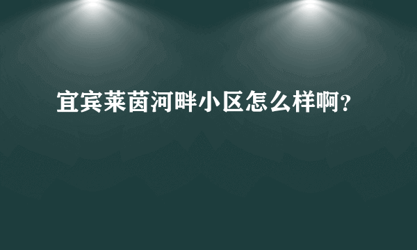 宜宾莱茵河畔小区怎么样啊？