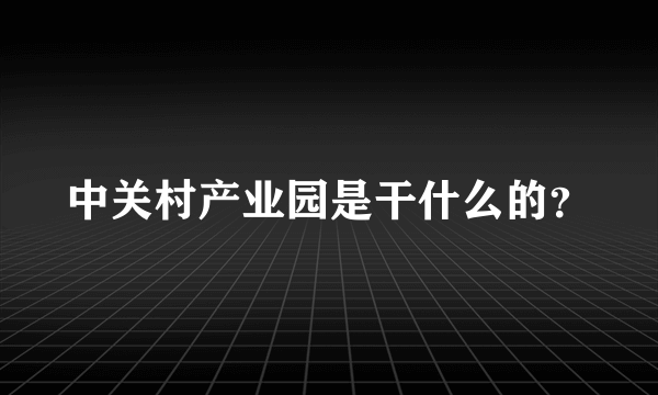 中关村产业园是干什么的？