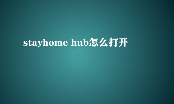 stayhome hub怎么打开