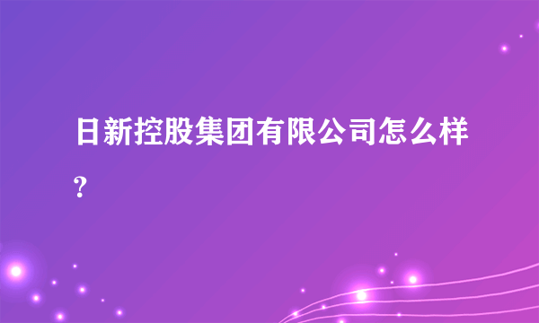 日新控股集团有限公司怎么样？