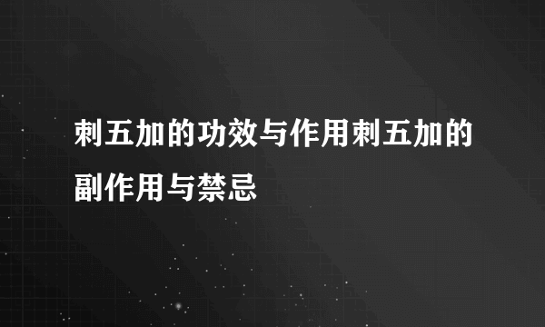 刺五加的功效与作用刺五加的副作用与禁忌