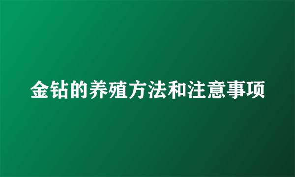 金钻的养殖方法和注意事项