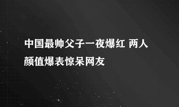 中国最帅父子一夜爆红 两人颜值爆表惊呆网友