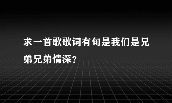 求一首歌歌词有句是我们是兄弟兄弟情深？