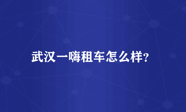 武汉一嗨租车怎么样？