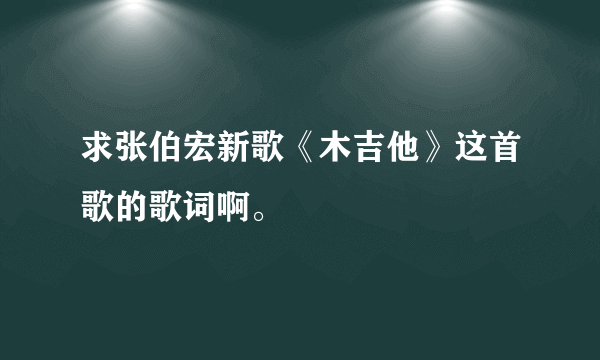 求张伯宏新歌《木吉他》这首歌的歌词啊。