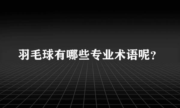 羽毛球有哪些专业术语呢？