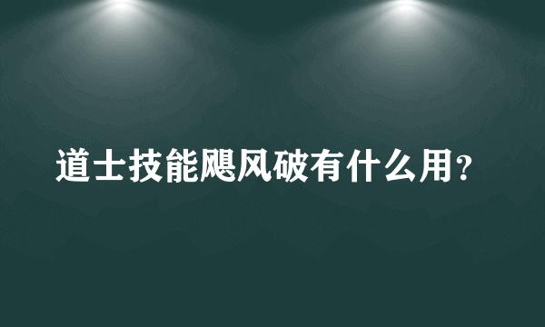 道士技能飓风破有什么用？