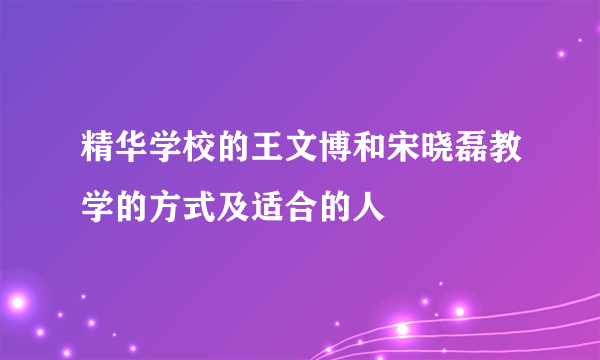 精华学校的王文博和宋晓磊教学的方式及适合的人