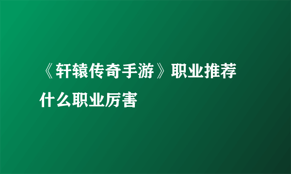 《轩辕传奇手游》职业推荐 什么职业厉害