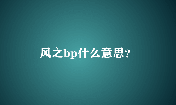 风之bp什么意思？