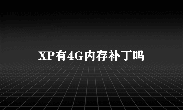 XP有4G内存补丁吗