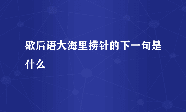 歇后语大海里捞针的下一句是什么