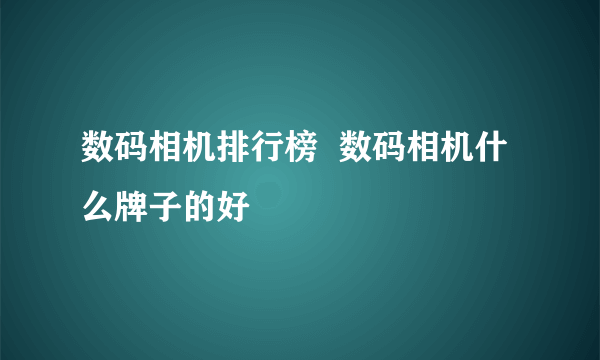 数码相机排行榜  数码相机什么牌子的好