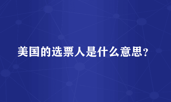 美国的选票人是什么意思？