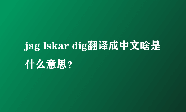 jag lskar dig翻译成中文啥是什么意思？