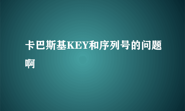 卡巴斯基KEY和序列号的问题啊