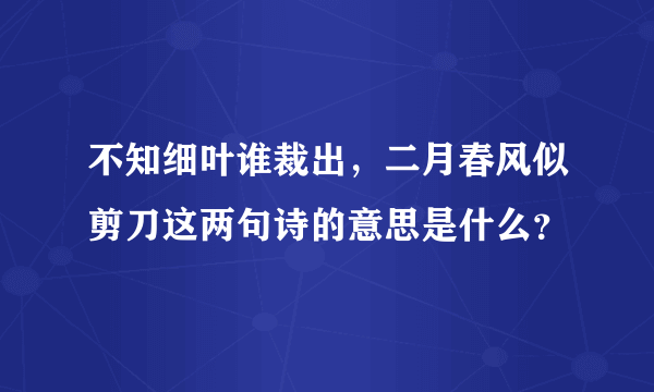 不知细叶谁裁出，二月春风似剪刀这两句诗的意思是什么？