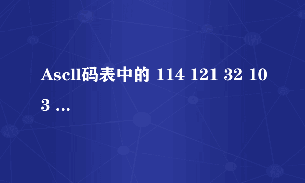 Ascll码表中的 114 121 32 103 1是什么意思？