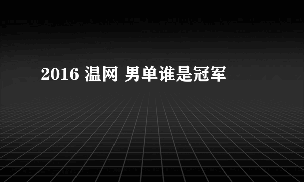 2016 温网 男单谁是冠军