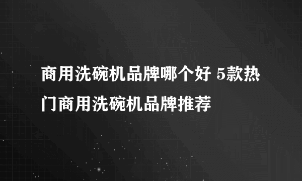 商用洗碗机品牌哪个好 5款热门商用洗碗机品牌推荐