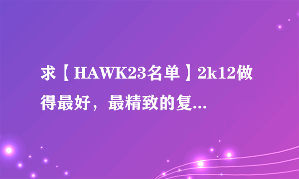 求【HAWK23名单】2k12做得最好，最精致的复古经典名单（含现役名单+106支经典球队），急！！！