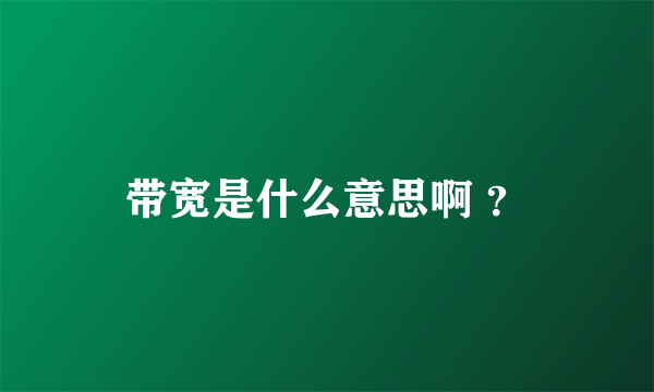 带宽是什么意思啊 ？