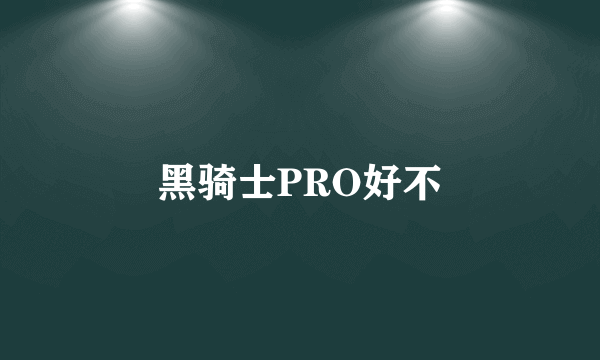 黑骑士PRO好不