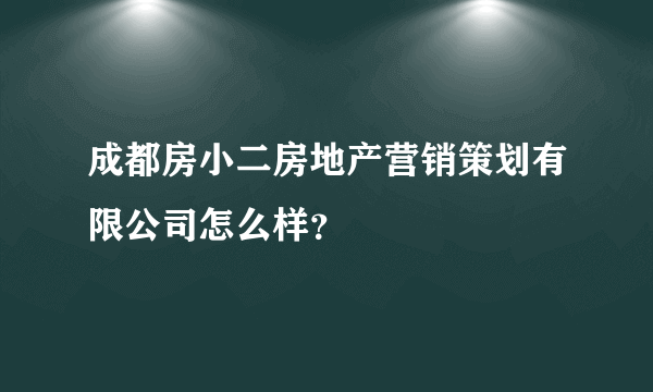 成都房小二房地产营销策划有限公司怎么样？