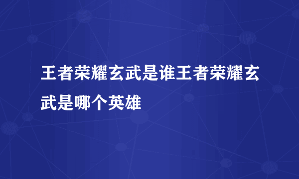 王者荣耀玄武是谁王者荣耀玄武是哪个英雄