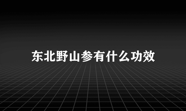 东北野山参有什么功效