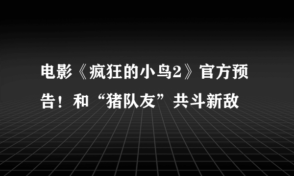 电影《疯狂的小鸟2》官方预告！和“猪队友”共斗新敌