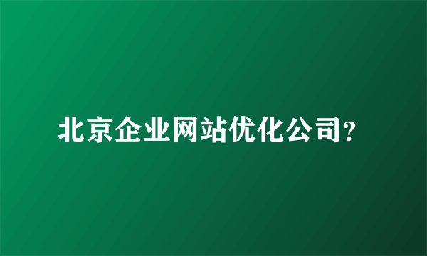 北京企业网站优化公司？