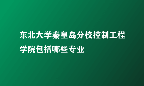 东北大学秦皇岛分校控制工程学院包括哪些专业