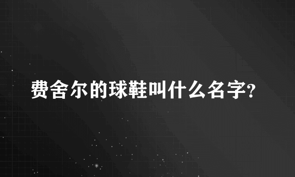 费舍尔的球鞋叫什么名字？