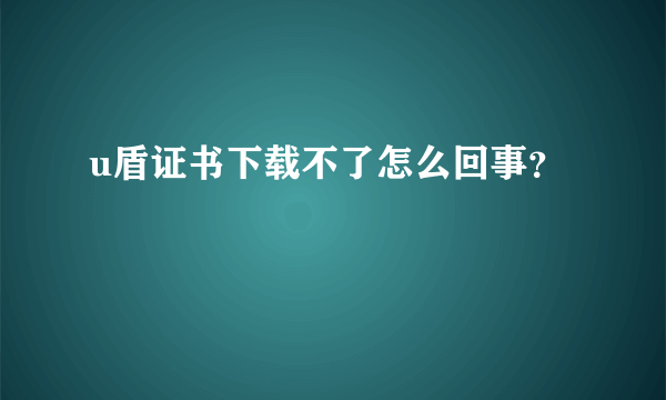 u盾证书下载不了怎么回事？