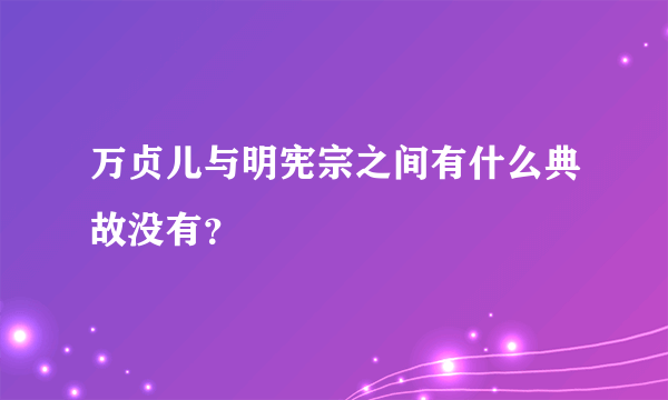 万贞儿与明宪宗之间有什么典故没有？