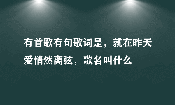 有首歌有句歌词是，就在昨天爱悄然离弦，歌名叫什么