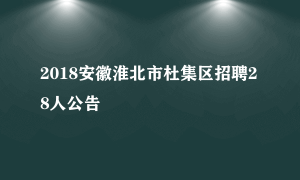 2018安徽淮北市杜集区招聘28人公告