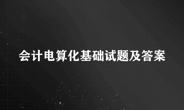 会计电算化基础试题及答案