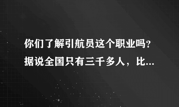 你们了解引航员这个职业吗？据说全国只有三千多人，比飞行员还少？