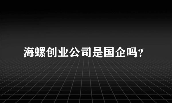 海螺创业公司是国企吗？