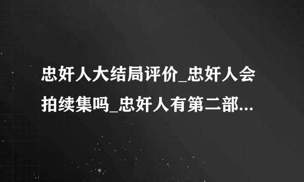 忠奸人大结局评价_忠奸人会拍续集吗_忠奸人有第二部吗-飞外网