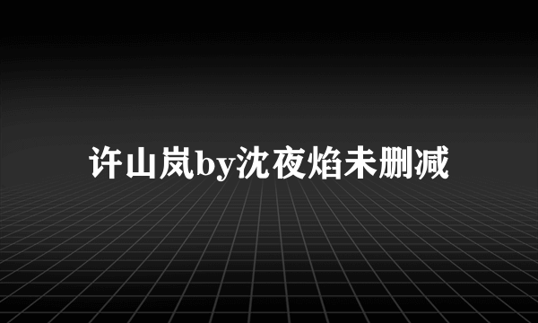 许山岚by沈夜焰未删减